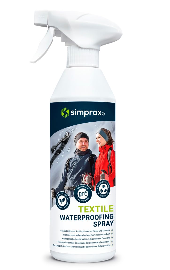 simpraxÂ® Textile Waterproof Spray Eco-Friendly & Skin-Safe | Water-Based Waterproofing for Gore-Tex, Sympatex & Softshell | Biodegradable Waterproofing Spray for Fabric Outdoor | Made in Germany - Image 1